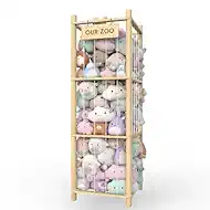 Stuffed Animal Storage Organizer, 53.5" Solid Wood Zoo Toy Holder for Kids Bedroom, Nursery & Playroom, Large Plush Toy Storage Holder, Holds 40 Plush Stuffed Animals, No-Tool Easy Assembly
