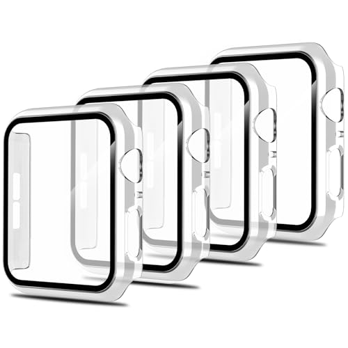 Simpeak 4 Pack Protector de Pantalla de Cristal Templado Compatible con Apple Watch SE 3(2025) /SE2/SE/Series 6/5/4 44mm   Carcasa Protector General para HD PC Duro HD Ultra Thin Anti Rasguños