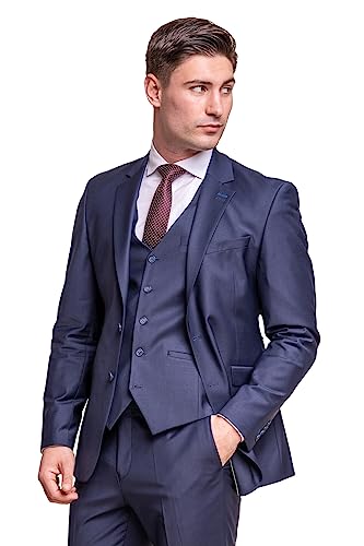 Costume pour mariage et affaires bleu marine en laine slim