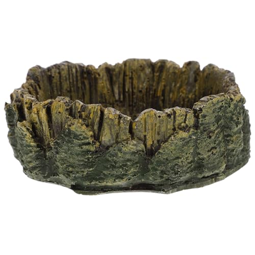 BESPORTBLE Reptile Dish Imitation Wood Grain Feeding Bowl for Bearded Dragons Snakes and Lizards Smooth Surface Non Water and Food Dish for Reptile Tanks