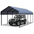 RITERYIFER 10x20 FT Heavy Duty Carport, Black Metal Carports Kits for Garage - Aluminum Car Ports with Steel Shelter Frame Cover for 1 Car or Boats