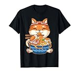 Kawaii Cute Anime Shiba Inu Dog Otaku Japanese Ramen Noodles T-Shirt
