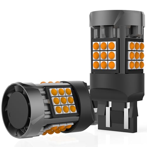 RUNEWAX 7440NA WY21W T20 LED Turn Signal Light Bulbs 12V 2700K Amber Built in Resistor CANBUS High Power Super Bright Error Free Anti Hyper Flash Plug and Play, Pack of 2
