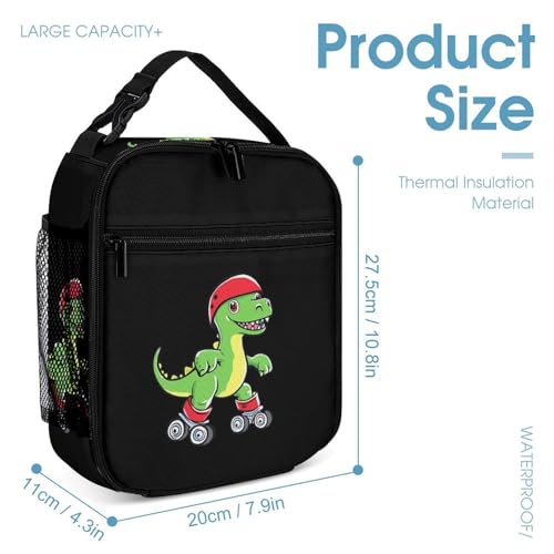 Rollerskating Dinosaur Cute Backpacks Set Lightweight Lunch Bag Aesthetic Pencil Cases for Travel Work4