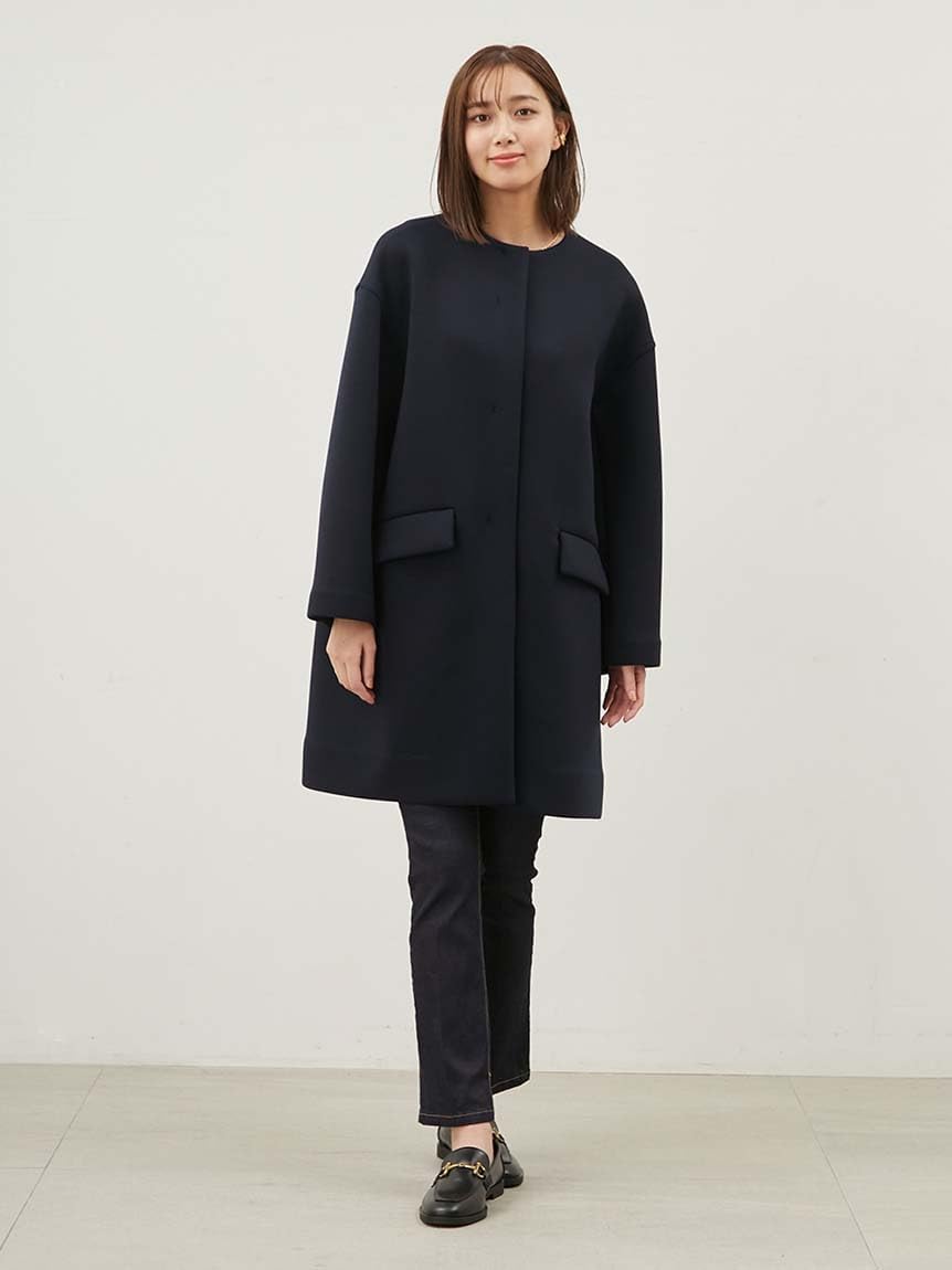 [ミラオーウェン] ノーカラーフラップPK付きポンチコート 09WFC2510. Amazon | [ミラオーウェン] ノーカラーフラップPK付きポンチコート