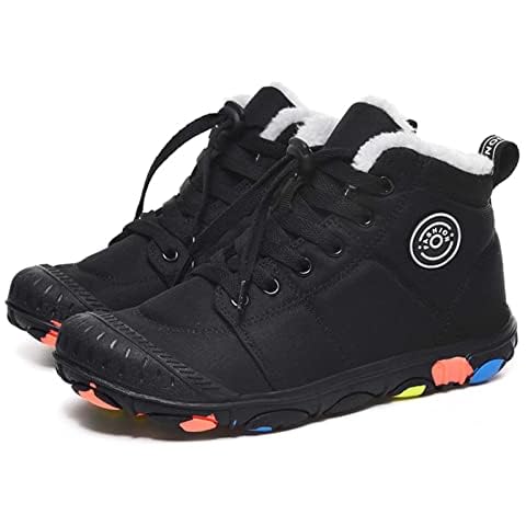 ElioGn Boys and Girls Snow Boots Winter Warm Ankle Boots Waterproof Outdoor Hiking Shoes for Kids Black 36 Cover