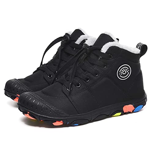 Eliogn Boys Girls Snow Boots Winter Warm High-Top Shoes Outdoor Sports Non-Slip Hiking Shoes Winter Shoes For Kids Black 37 #TOP18