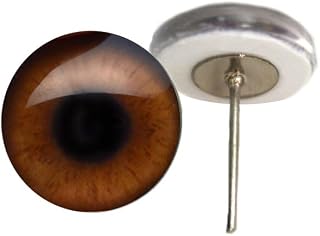 Brown Sasquatch Glass Eyes On Wire Pin Posts for Needle Felting Doll Making Supplies and Other Crafts (14mm)