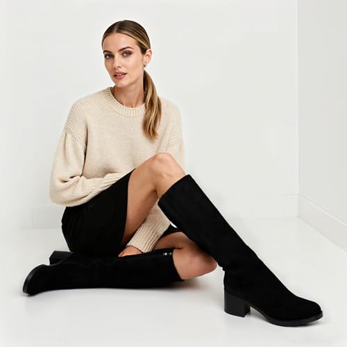 Image of Womens Knee High Boots Chunky Low Heel Round Toe Tall Long Boots | Balanced Low Block Heel, Roomy Round Toe, Anti-slip Rubber Outsole, Fashion Heeled Dressy Fall Winter Long Boots for Women