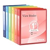 SUQJOY Archivador Carpeta de 3 anillos de 1 pulgada, carpeta de cubierta transparente con capacidad para papel de 8.5 x 11 pulgadas