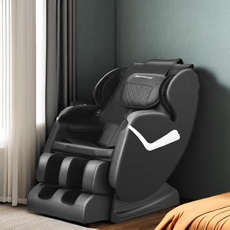 BestMassage Massage Chair Zero Gravity Full Body Electric Shiatsu Massage Chair Recliner with Foot Rollers Built-in Heat Therapy Air Massage System Stretch Vibrating for Home Office(Black)