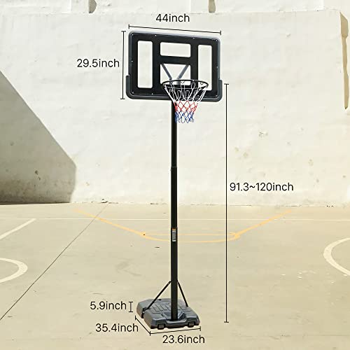 Basketball Hoop Portable Basketball Goal Basketball System 7.6-10Ft Height Adjustable Basketball Stand 44 Inch Backboard With Stable Base Stainless Steel Bracket For Adults Indoor Outdoor Use #TOP2
