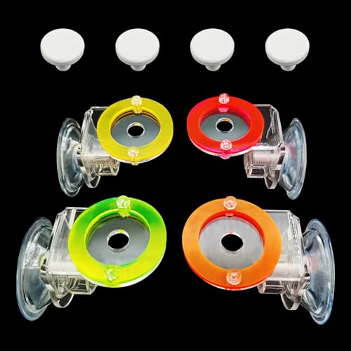 Saricho Fluorescent Acrylic frag Plugs Holder for Coral,Live Coral Reef frag Bracket,Coral frag Rack with Suction Cups, This Set Contains Four Acrylic Holders and Four White Premium Ceramic Bases