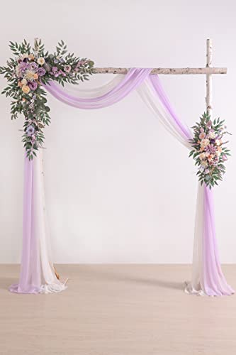 Serra Flora Wedding Arch Flowers Kit (Pack Of 4) 2Pcs Artificial Flower Arrangement With 2Pcs Draping Fabric Floral Swags For Ceremony Reception Backdrop Decorations (Purple) #TOP1