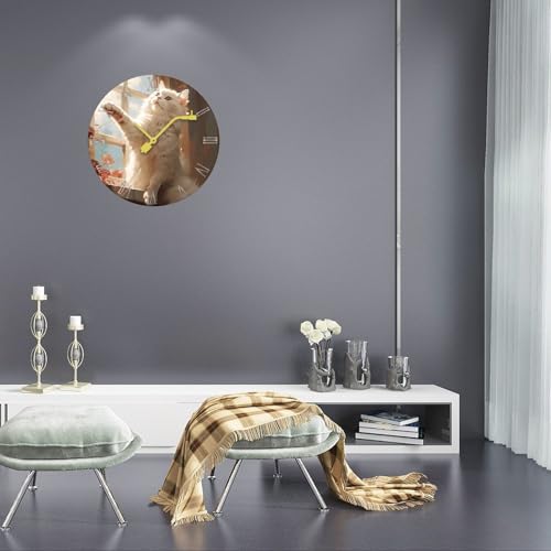 Horloge murale chat blanc idée cadeau idéale maison et bureau