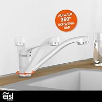 EISL Spültischarmatur SPEED, 360° schwenkbarer Wasserhahn Küche, ideale Küchenarmatur für Doppelspülbecken, Einhebelmischer Weiß, NI182SCR-W – Ansicht 2