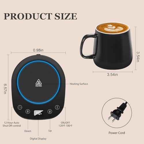 image for HYRIXDIRECT Coffee Mug Warmer with Mug Spoon Set, 7 Temperature Settin