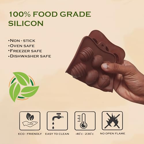 Image of HS Easter Egg Silicone Mould, Non-Stick Food Grade Silicone Mould for Chocolate, Candy, Jelly & Ice Cube (Brown)