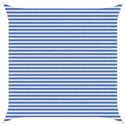 Voile d'ombrage bleu blanc 4x4m en polyéthylène avec fixations en acier pour terrasse