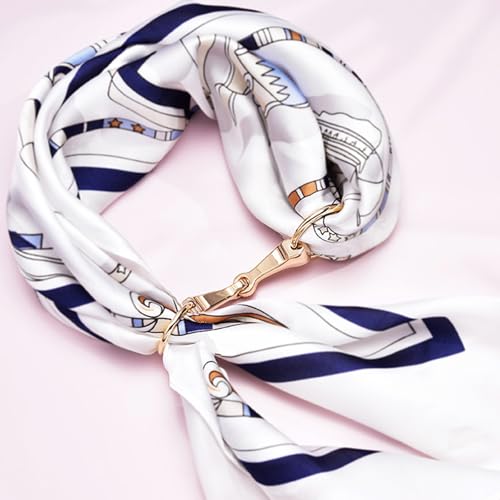 Image of 2Pcs Simple and Elegant Horsebit Silk Scarf Buckle Ring Scarf Rings for Women, Horsebit Scarf Ring Scarf Clasp Shoe Buckle Clips Shirt Clips for Scarves, Shawls and Clothes