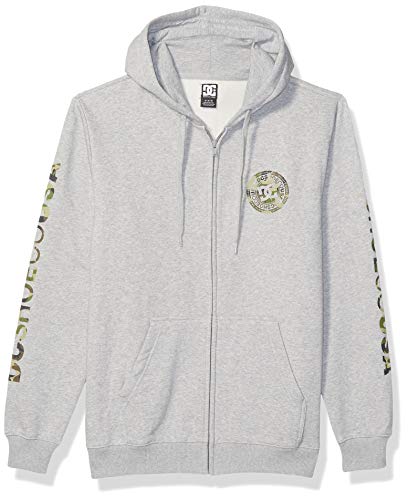 DC Men's Circle Star Zip Hood Fleece, Grey Heather/camo, S