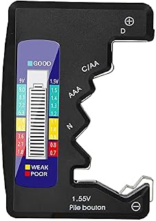 DollaTek 1.5V 9V Digital Battery AA AAA LR44 Tester Universal Battery Capacity Tester Lithium Battery Power Supply Checker Measuring Tools - Black