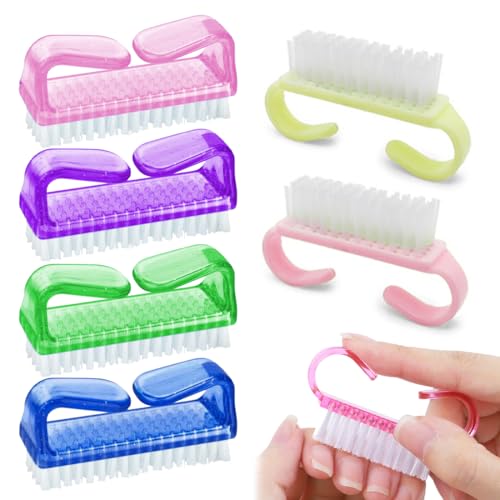 Set de 6 cepillos de uñas, herramienta para limpiar las uñas, cepillo para limpiar las manos, mango de plástico (seis colores)