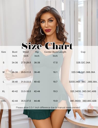 Image of Avidlove Lingerie for Women Sexy Nightgown Modal Nightwear Side Slit Babydoll Chemise Spaghetti Strap nighties