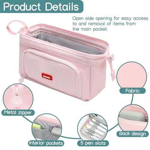 Image of Large Capacity Pencil Case Big Pencil Pouch Special Aesthetic School Pen Bag for Girls Teen nurse Adults Kids Soft Organizer With Zipper Cute Travel Pencil Pouches Estuche Para Lapices Pink