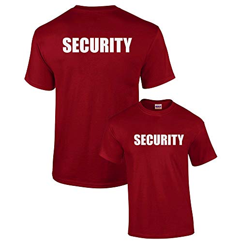 Trenz Shirt Company Security Short Sleeve T-Shirt Printed On Both Sides Police Patrol Mall Event Staff Uniform Concert Stadium Game-Cardinal-XXL