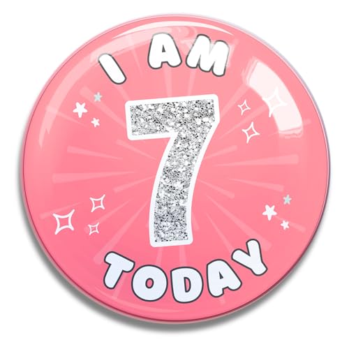 Insignia de 7º cumpleaños para niñas, divertidos y coloridos pines de fiesta para niños, bonitos regalos de cumpleaños para niñas, ideal para celebraciones de cumpleaños y accesorios de fiesta (7