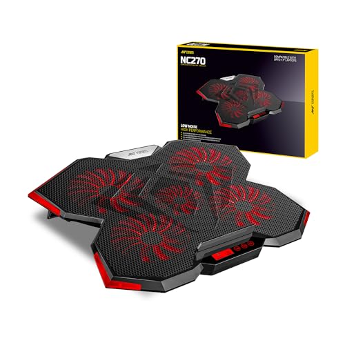 Ant Esports NC270 RGB Gaming Laptop Cooling Stand, Laptop Cooler Cooling Pad 5 Quite Fans LCD Screen 3 Adjustable Angle 2 USB Ports with Control Panel for Laptop, Notebook Upto 17”