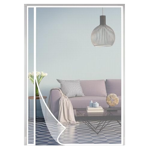 Mosquitera Puerta Magnetica, 90x205cm Cortina Mosquitera Magnética de Malla Anti-insectos, para Puertas de Salón Balcón Blanco