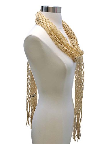 Luxury Divas Metallic Long Mesh Fringed Shawl2