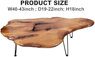 BTEOBFY Handcrafted Edge Coffee Table | Natural Wood with Unique Organic Shape | Metal Hairpin Legs for Living Room, Side Table & Boho Decor