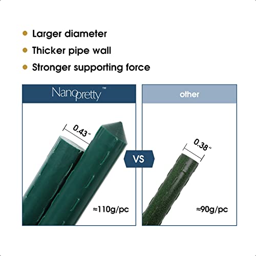 NANOPRETTY 5 FT Garden Stakes for Outdoor Plant Support, 0.43 inch Diameter Plant Stake Sticks for Tomato Beans Potted Climbing Plants Gardening Supplies 20 Pack - Image 4