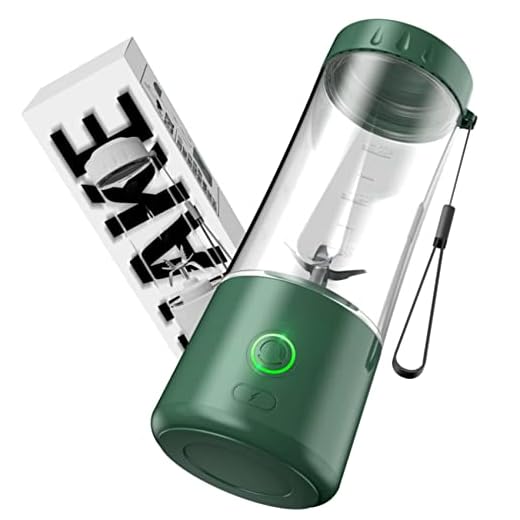 Portable Blender, Hotsch USB Rechargeable Smoothie on the Go Blender Cup, Personal Size Blender for Shakes and Smoothies, 13.5 Oz Mini Juicer Cup for Sports, Travel and Outdoors (13.5OZ Green)