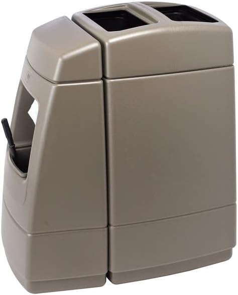 55 Gallon Brown Rectangular Waste Container with Paper Towel Dispenser, Squeegee, and Windshield Wash Station, Outdoor Trash Can for Car Dealerships or Stations, (ser. 3)