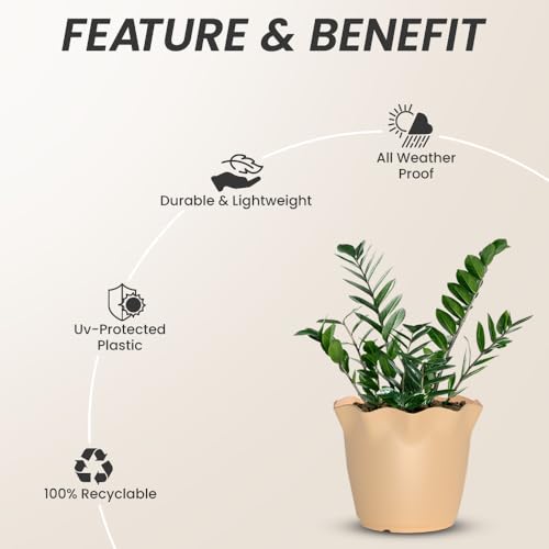 Image of YUCCABE ITALIA SHERA 8 Inch Plastic Flower Pot 3 Piece Set of Unbreakable Round Shape Planter for Home Garden Seedling, Indoor and Outdoor (Multicolor)