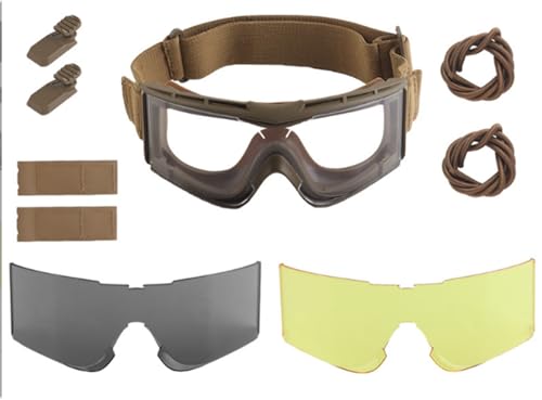 Lunettes de protection tactiques airsoft marron avec 3 verres