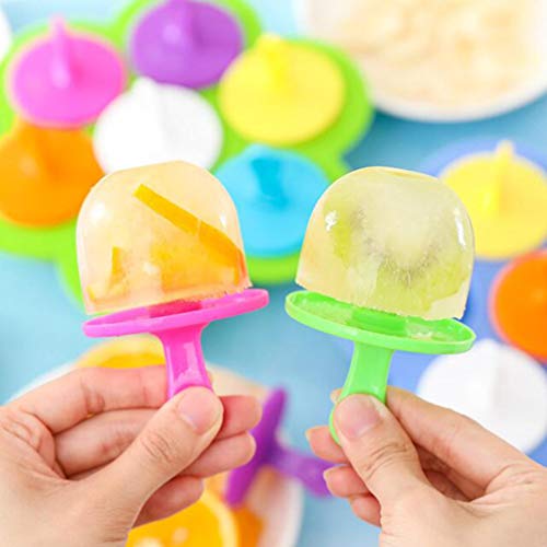 Cabilock Reutilizável Mini Pop Moldes 7 Miniatura de Picolé Moldes Com Varas Fácil Liberação Silicon