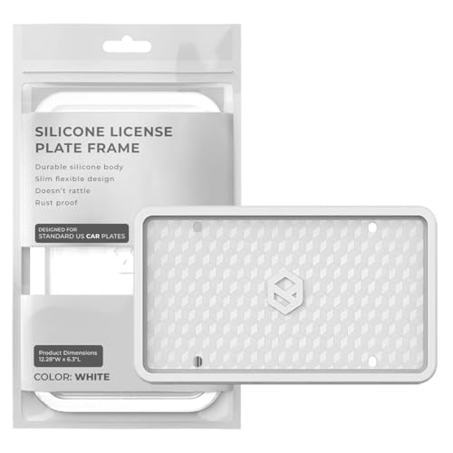 Rightcar Solutions Car Plate Frame Silicone License Plate Frame Rust-Proof Rattle-Proof Weather-Proof License Plate Holder for Front or Rear White 1 Pack
