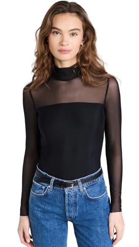 commando Women's Chic Mesh Mockneck Long Sleeve Covered Thong Bodysuit