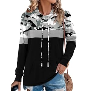 Angerella Hoodies for Women Camo Leopard Print Tops Pullover Hooded Sweatshirt Drawstring with Pocket