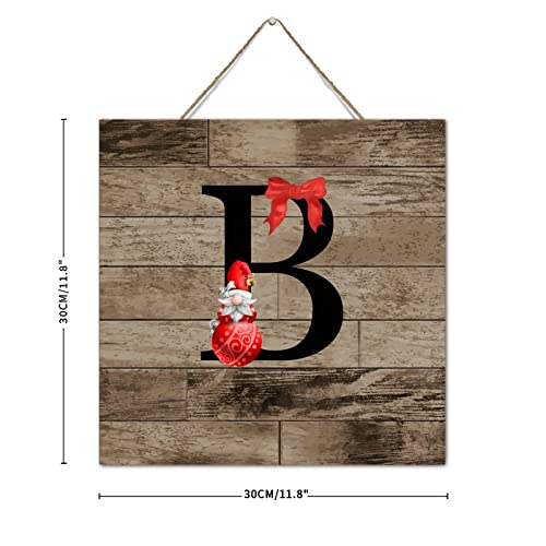 Plaque murale bois monogramme B cadeau Noël personnalisé