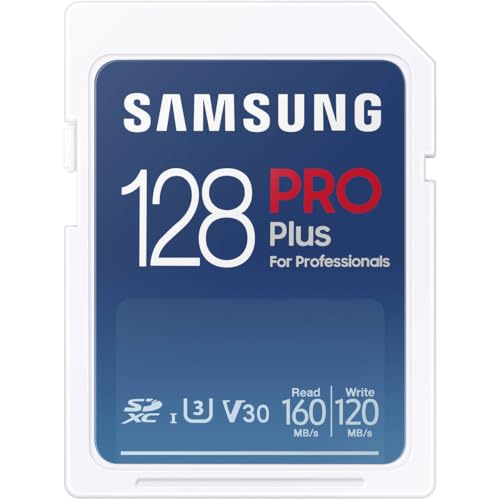 Samsung PRO Plus Full Size 128GB SDXC Memory Card, Up to 180 MB/s, Full HD & 4K UHD, UHS-I, C10, U3, V30 for DSLR, Mirrorless Cameras, PCs, MB-SD128S/AM, 2023