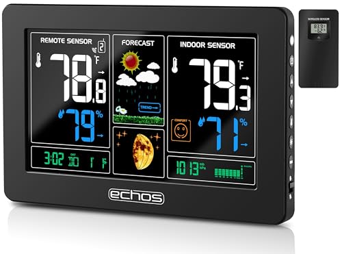 Foto von Funk Wetterstation | Farbdisplay | Alarm | Wettervohersage | Anzeige der Innen- und Außentemperatur| Hygrometer | Thermometer | Wetterstation | Wecker | Wetter Station | Weather Station