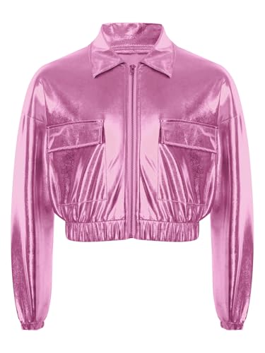 Metallic Jacket for Boys Girls Hip-Hop Jazz Dance Jacket Holographic Shiny Crop Party Jackets3