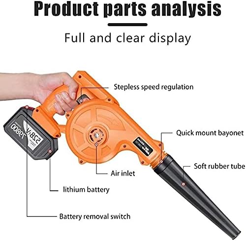 Convenient 2-in-1 Cordless Blower Handheld Leaf Blower Vacuum Cleaner Cordless Air Turbine Garden Leaf Blower for Home Cleaning (Color : Battery*1, Size : 528TV) (Battery*2 398TV) (Battery*2 528TV)