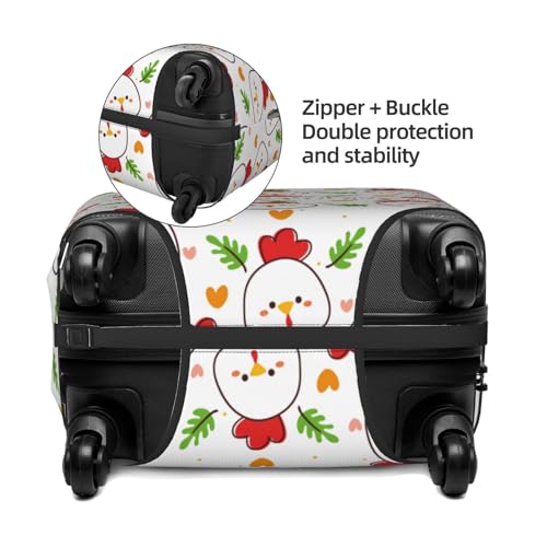 Cartoon Chicken and Plant Print Luggage Cover Washable Elasticated Suitcase Covers TSA Approved Stylish Dust and Scratch Resistant Case Protector for Kids and Adults4